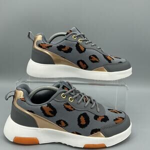 NEW OrthoComfoot Women’s Arch Support Walking Shoes Gray Leopard Size 5